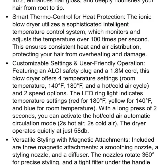 Scilife Negative Ionic Hair Dryer with Diffuser, Magnetic Attachments - Picture 9 of 9